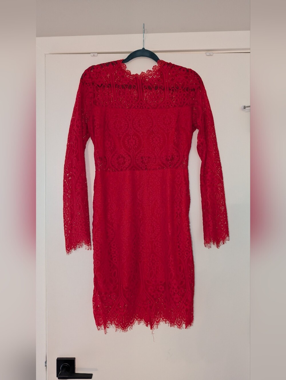 Lulu's Red Lace Long-Sleeve Sheath Dress